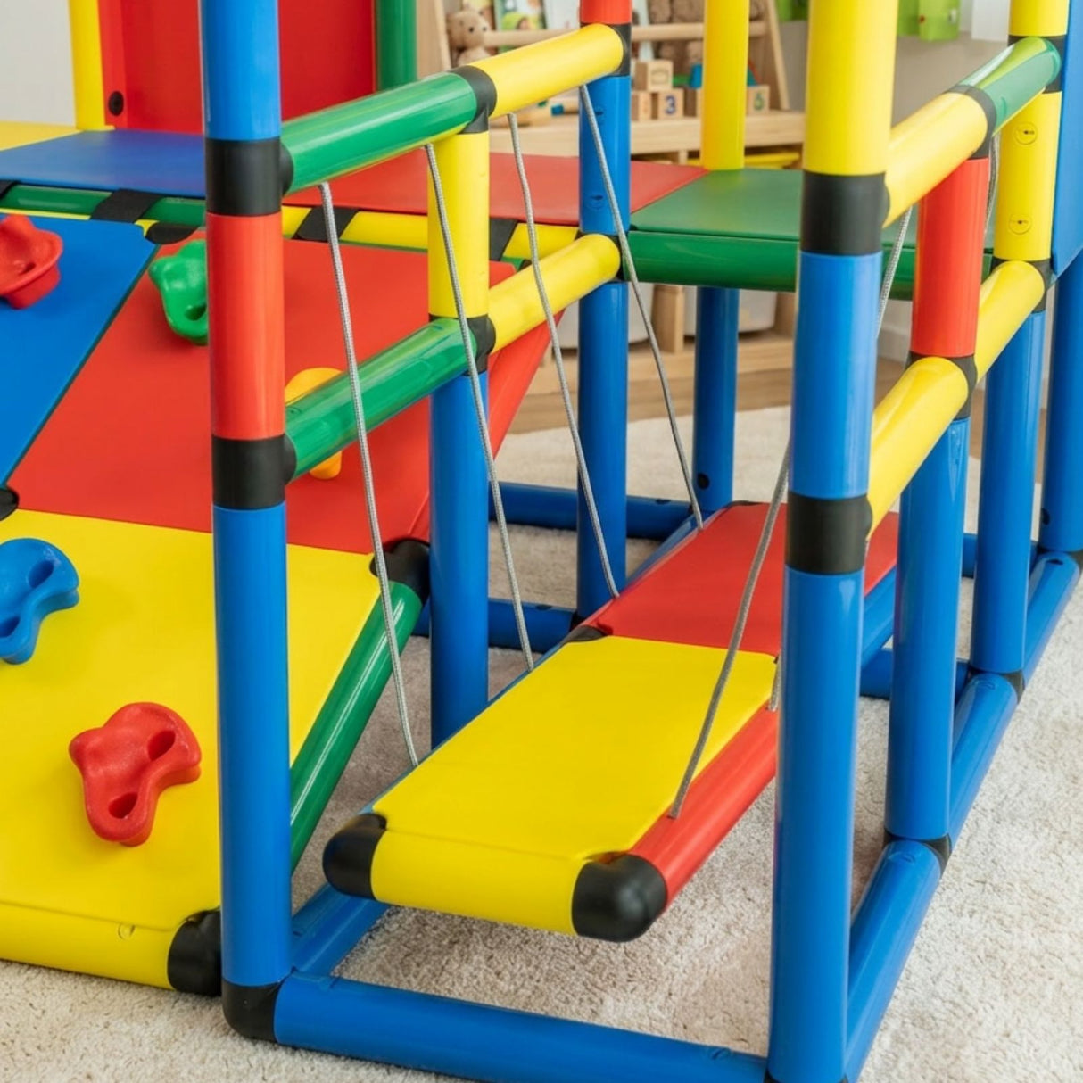 Klettergerüst für Kinder mit Rutsche und Hängebrücke Spielturm