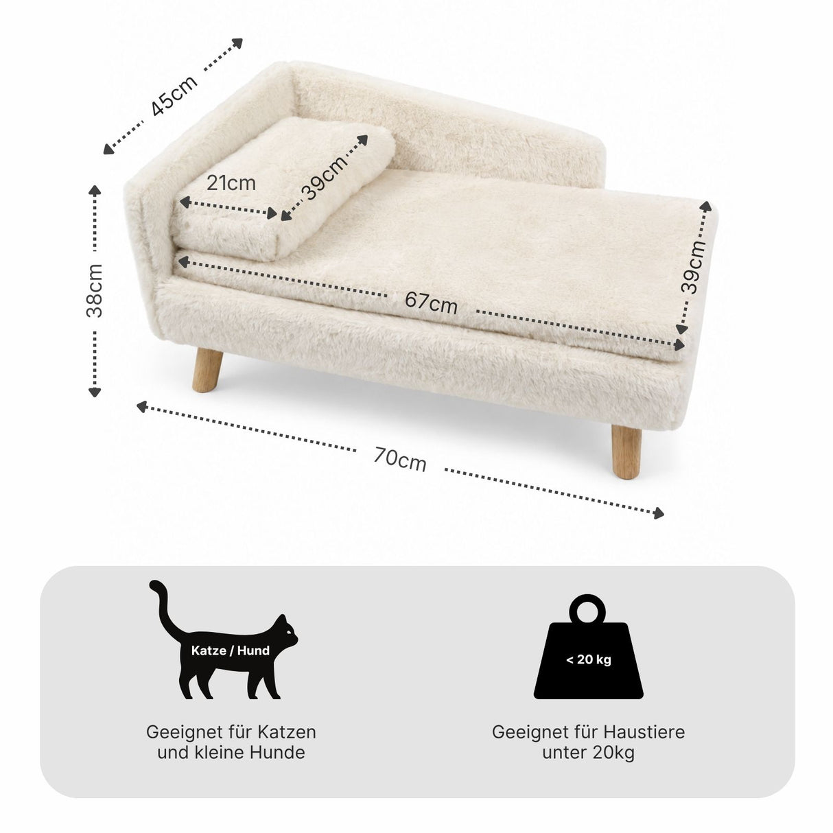 Katzenbett mit Kissen Gr. S Katzensofa Hundebett Hochbett Liegeplatz