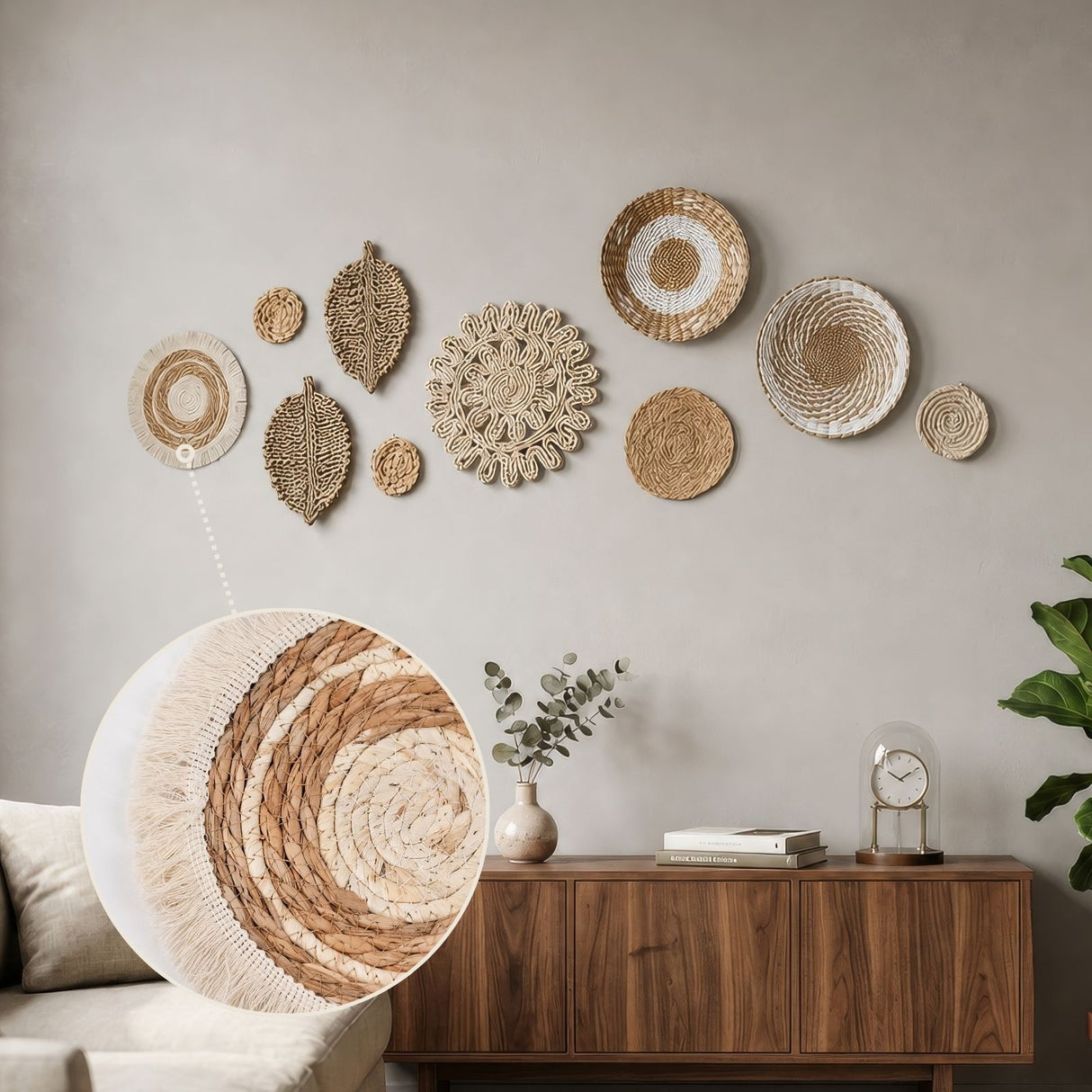 10-tlg. Set Boho-Wandteller Dekoelement Wanddeko Wandschmuck Boho-Stil