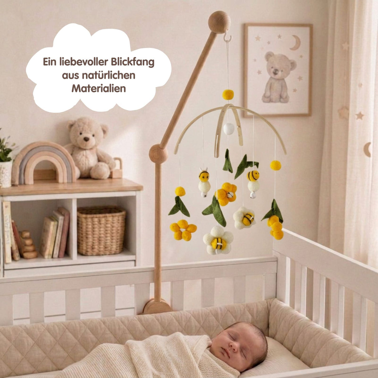 Mobile mit Halterung Bienen Babymobile mit Glockenhalter