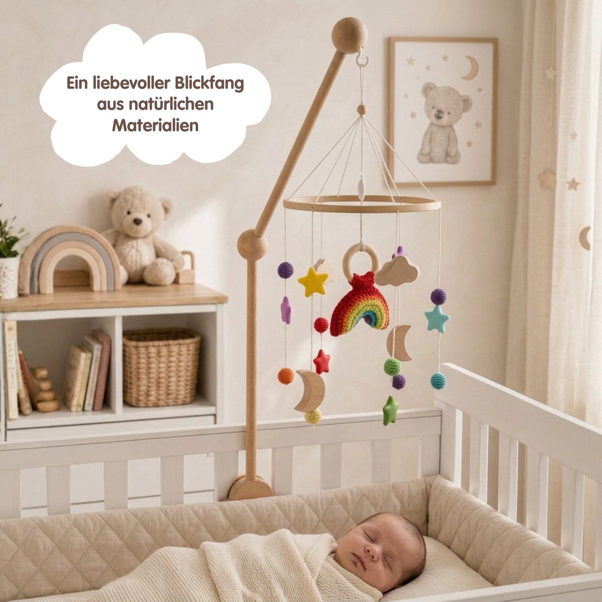 Mobile mit Halterung Regenbogen Babymobile mit Glockenhalter