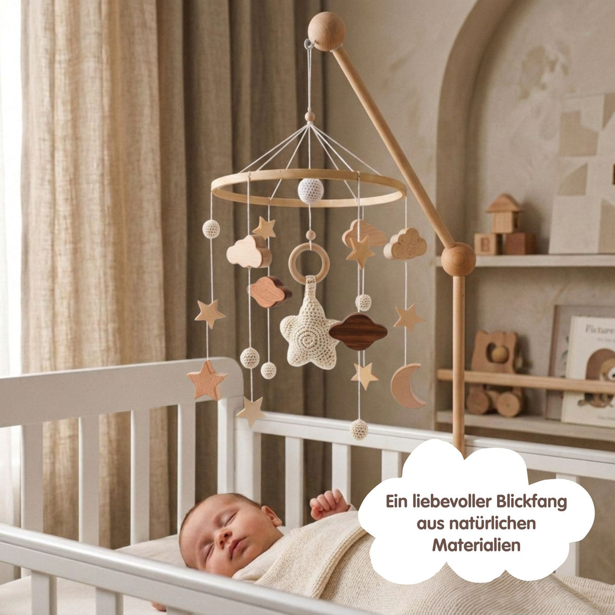 Mobile mit Halterung Stern Weiss Babymobile mit Glockenhalter