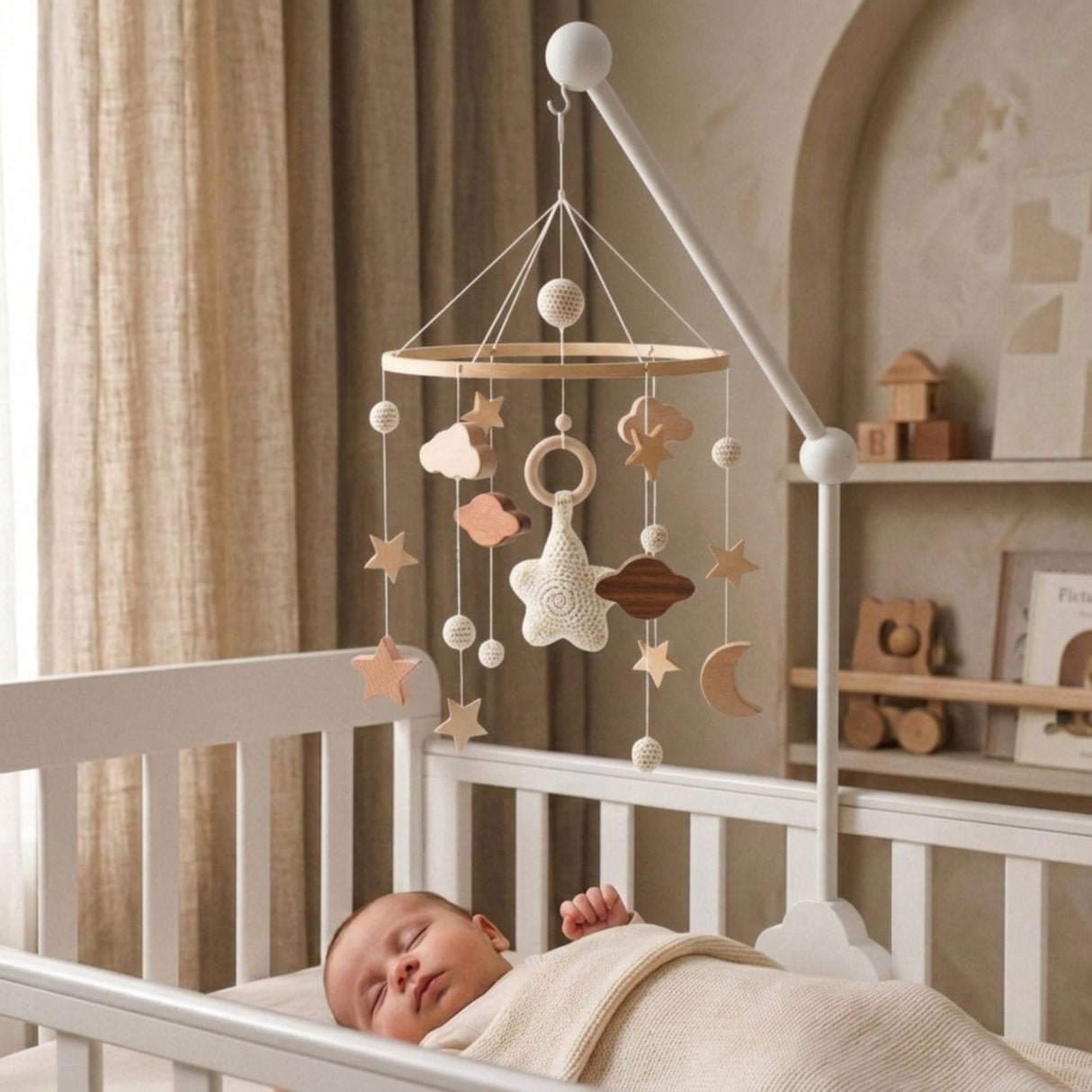 Mobile mit Halterung Stern Weiss Babymobile mit Mobilearm