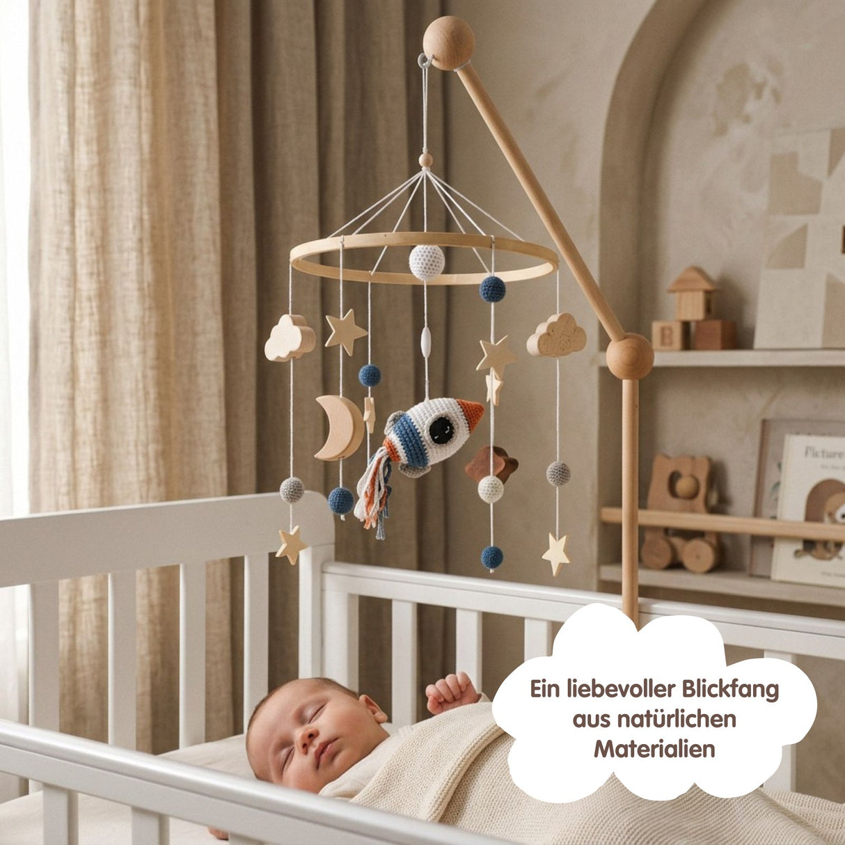 Mobile mit Halterung Rakete Babymobile mit Glockenhalter
