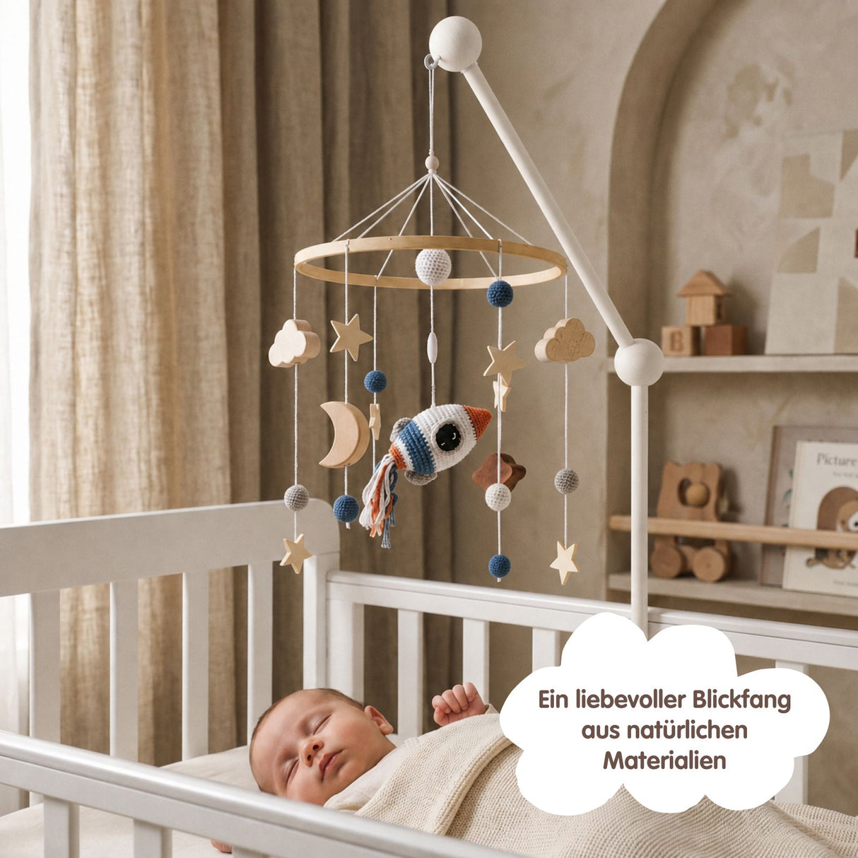 Mobile mit Halterung Rakete Babymobile mit Mobilearm