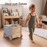 2er-Set Holz-Bücherkiste auf Rollen Spielzeugtruhe Spielzeugkiste
