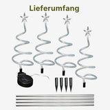 4er-Set LED-Dekoleuchte Gartenbeleuchtung Spiralbaum Solarleuchte