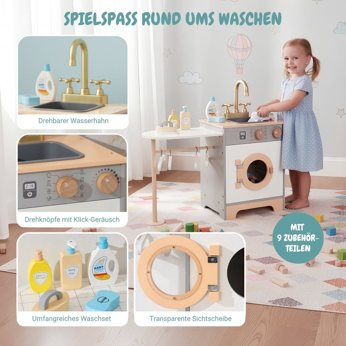 3-tlg. Kinder Haushalts-Spielset Kinderküche Kühlschrank Waschmaschine
