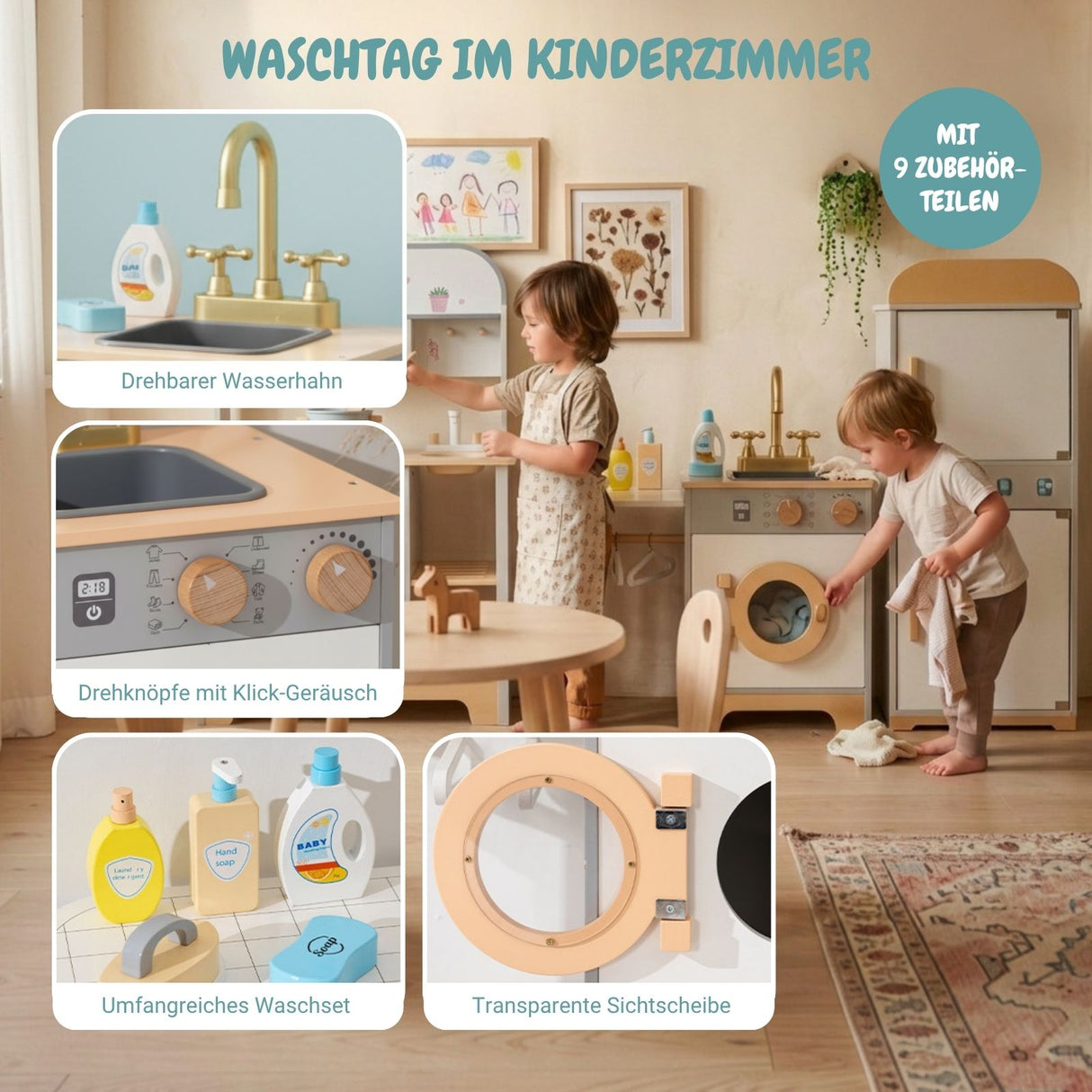 Kinderküche mit XXL Spielset Haushaltsgeräte und Frühstücksset