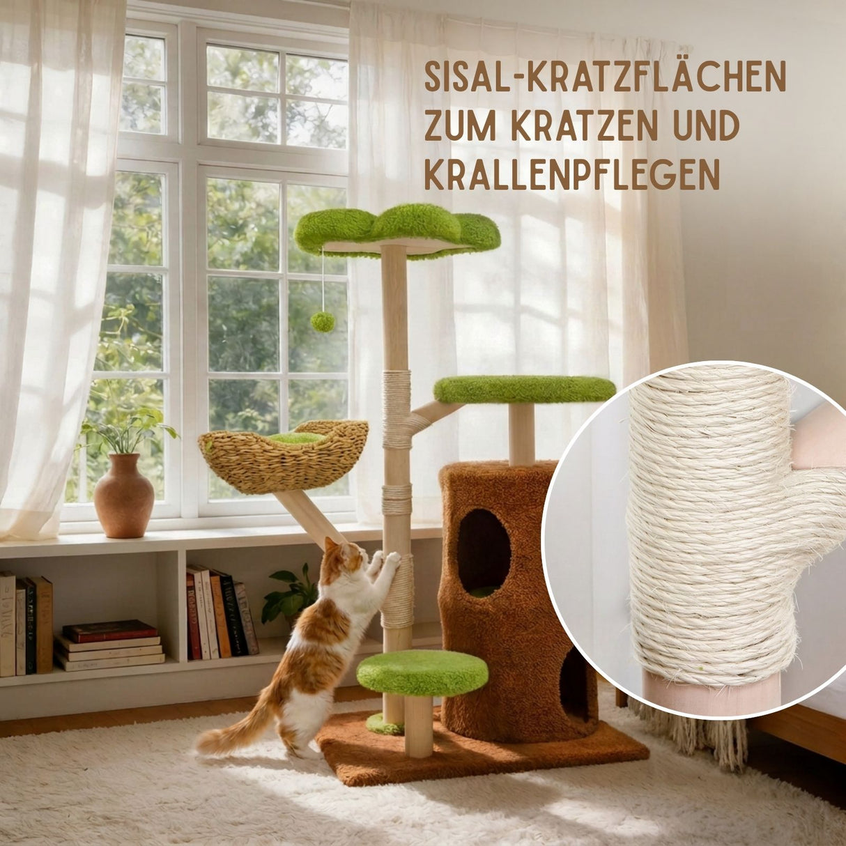 Kratzbaum mit Korb und Höhlen Katzenbaum Katzenspielzeug Kletterbaum