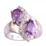 versilberter Ring mit Amethyst / Zirkonia - Gr. 58 / Size 8