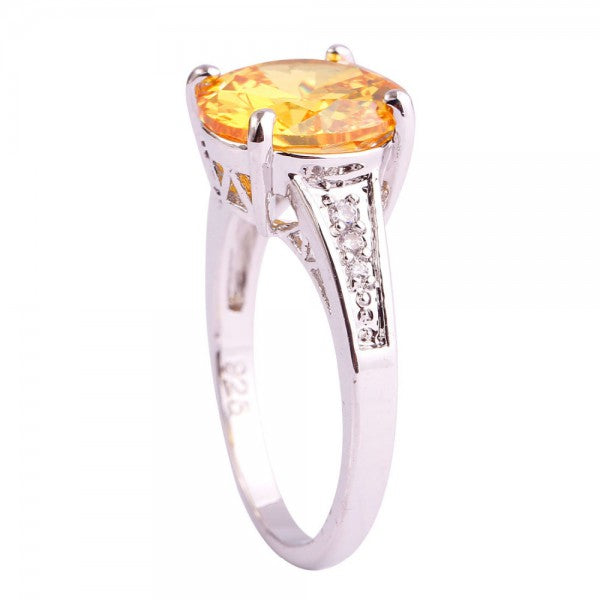 versilberter Ring mit Citrine Edelstein - Gold Gr. 55 / Size 7