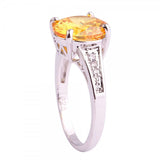 versilberter Ring mit Citrine Edelstein - Gold Gr. 55 / Size 7