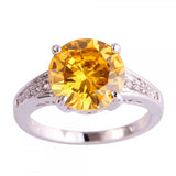 versilberter Ring mit Citrine Edelstein - Gold Gr. 55 / Size 7