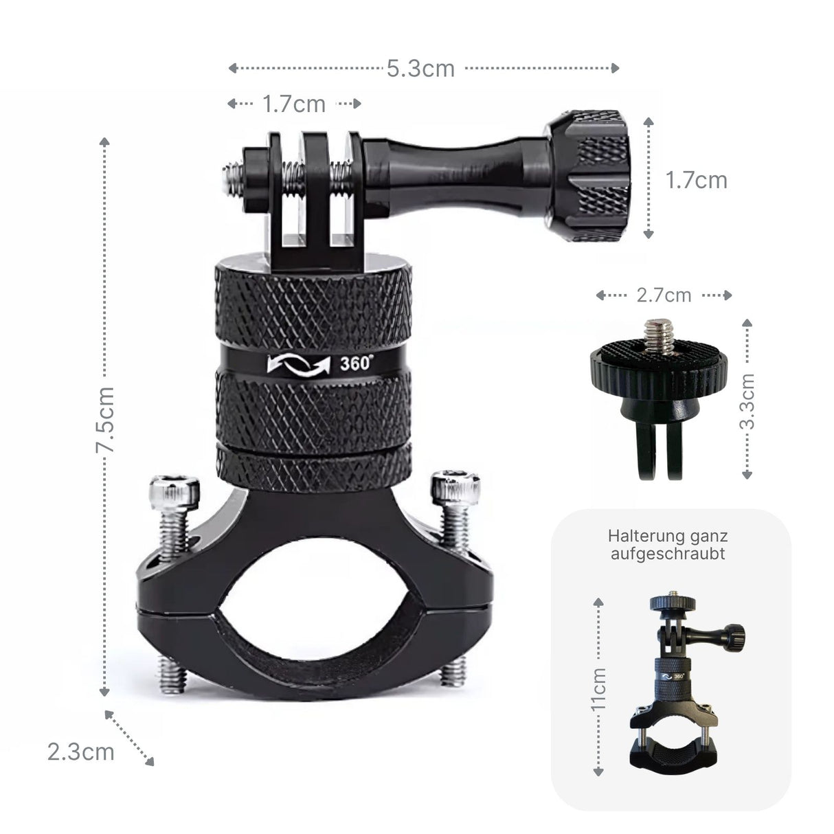 Velo Actioncam-Halterung Fahrradlenker für Insta360 One X GoPro uvm