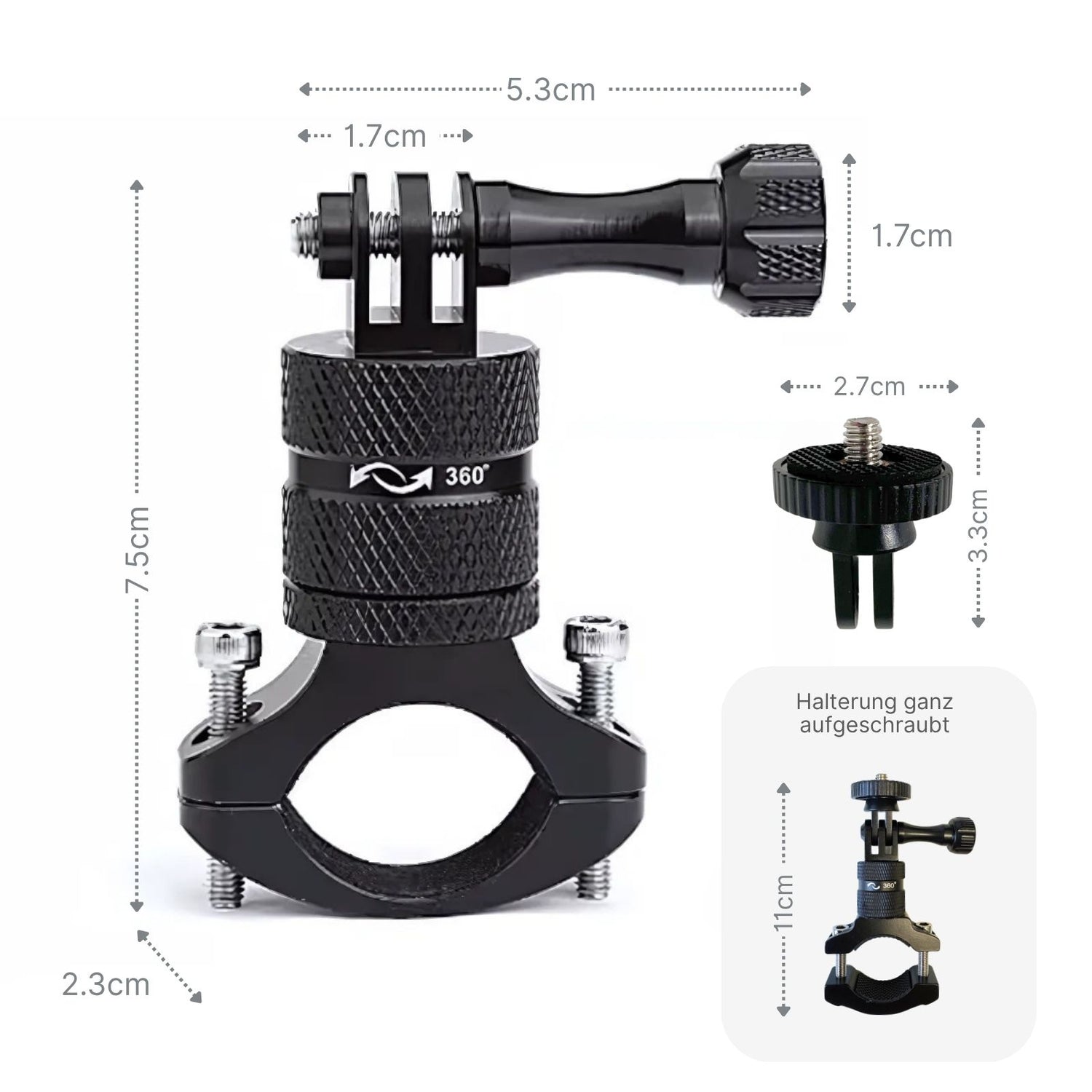 Velo Actioncam-Halterung Fahrradlenker für Insta360 One X GoPro uvm –  Hermex.ch