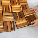 4er-Set Akazienholz-Fliesen Holzfliesen Bodenplatten Klickfliesen