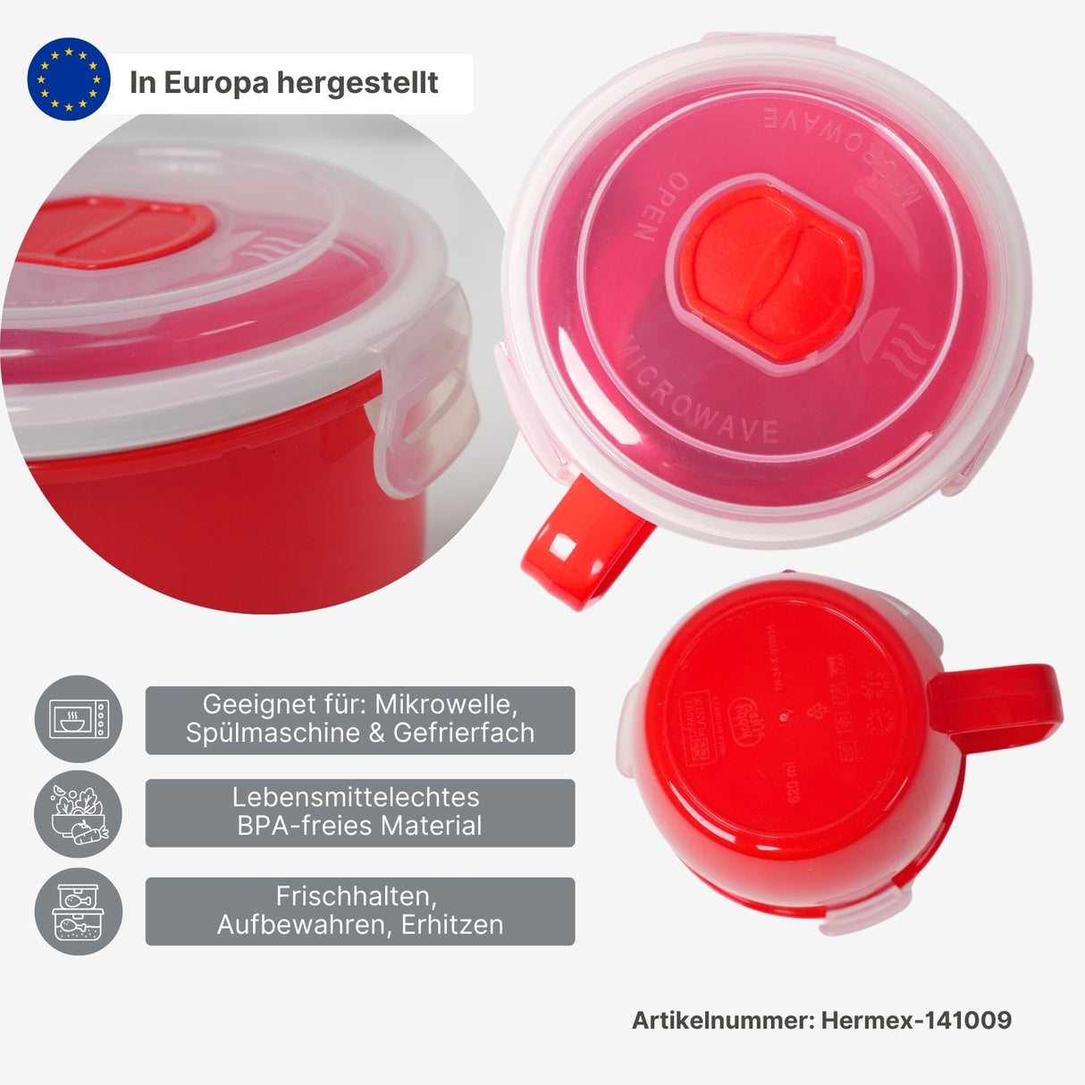 7er-Set Mikrowellendosen Vorratsdosen mit Mikrowellen-Becher Tasse