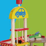 Holz-Parkhaus für Kinder mit Zubehör Parkgarage Spielzeug Spielgarage