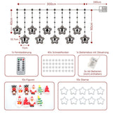 LED Weihnachtslichterkette 3m Sternen-Lichtervorhang mit Schneeflocken