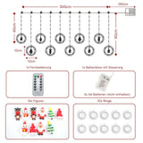 LED Weihnachtslichterkette 3m Leuchtvorhang mit Ringen Ringlichterkette