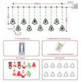 LED Weihnachtslichterkette 3m Leuchtkette mit Tannenbäumen Lichtvorhang