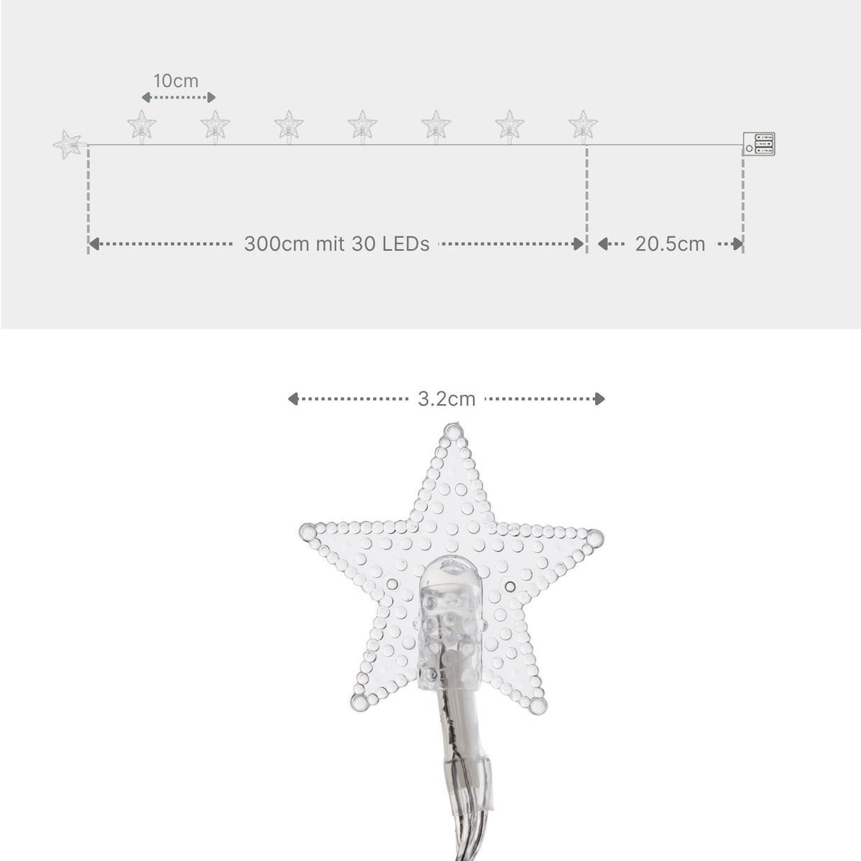 LED Sternenlichterkette 3m Sternenlichtgirlande Dekolichterkette