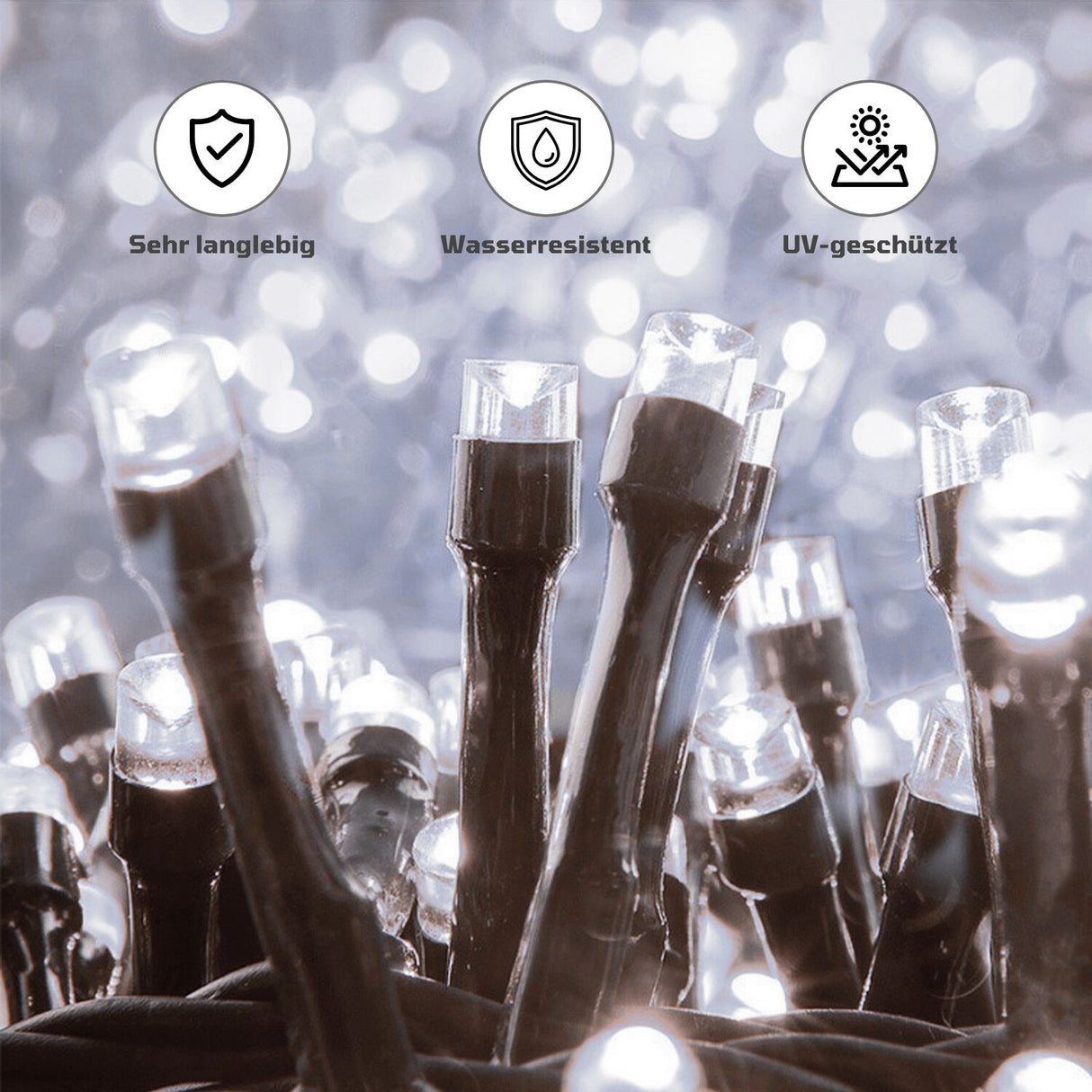 Erweiterbare LED-Lichterkette 9.7m mit Steckverbindung Verlängerung