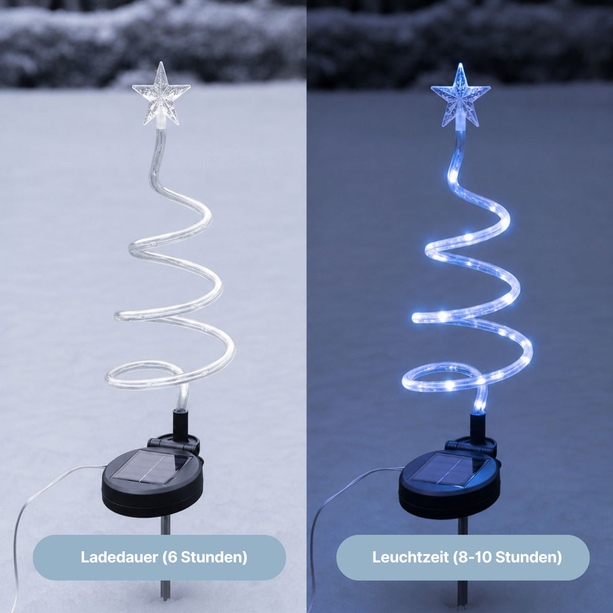 4er-Set LED Solar-Spiralbaum Lichterkette Weihnachtsdeko Solarleuchte