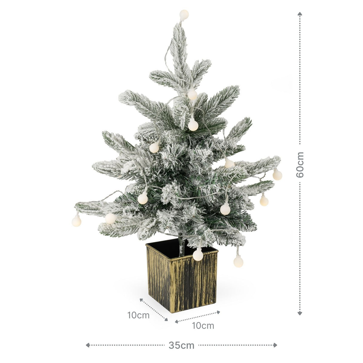 Weihnachtsbaum 60cm mit Schnee und LED Kunsttanne Tisch-Christbaum