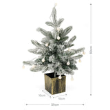 Weihnachtsbaum 60cm mit Schnee und LED Kunsttanne Tisch-Christbaum