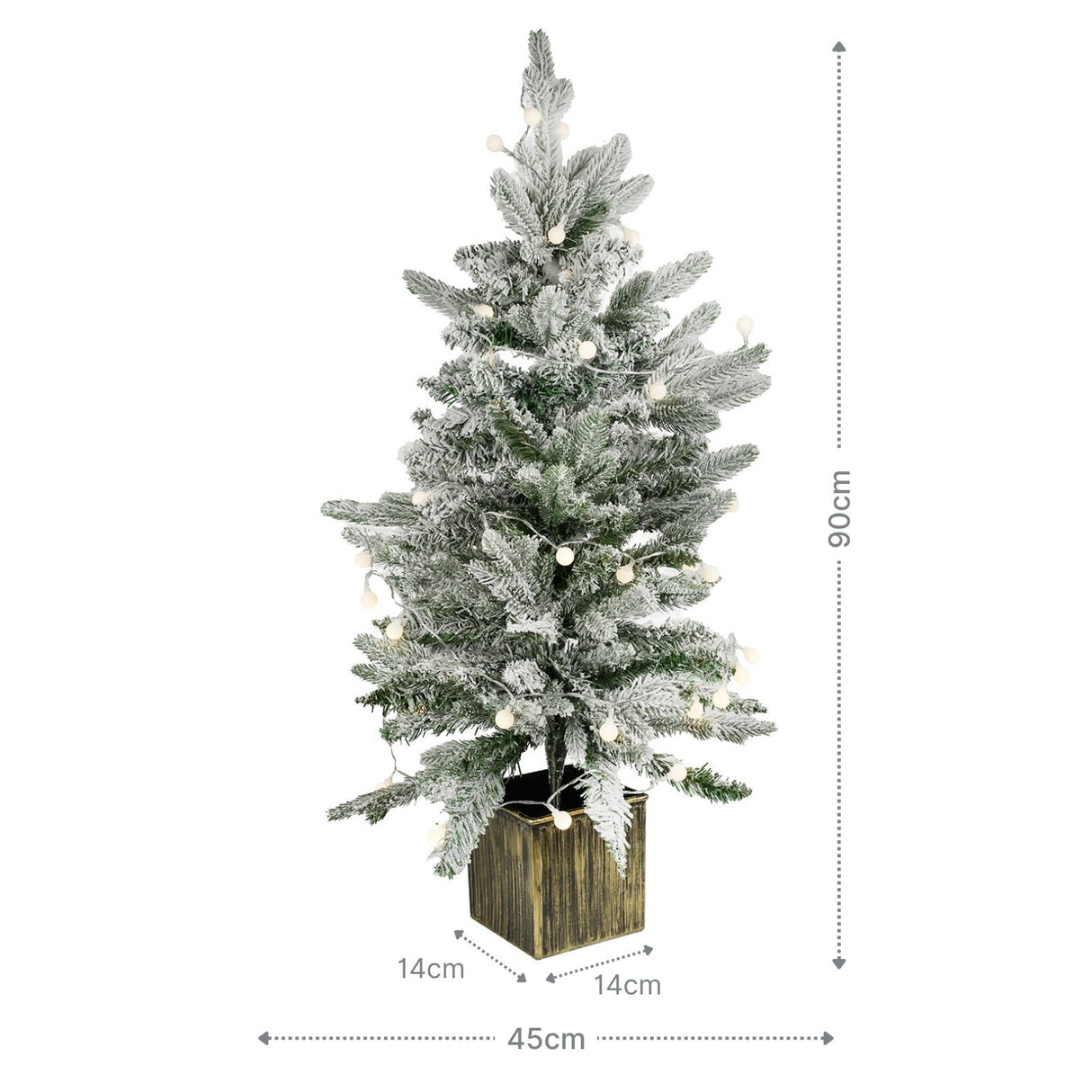 Weihnachtsbaum 90cm mit Schnee und LED Kunsttanne Tisch-Christbaum