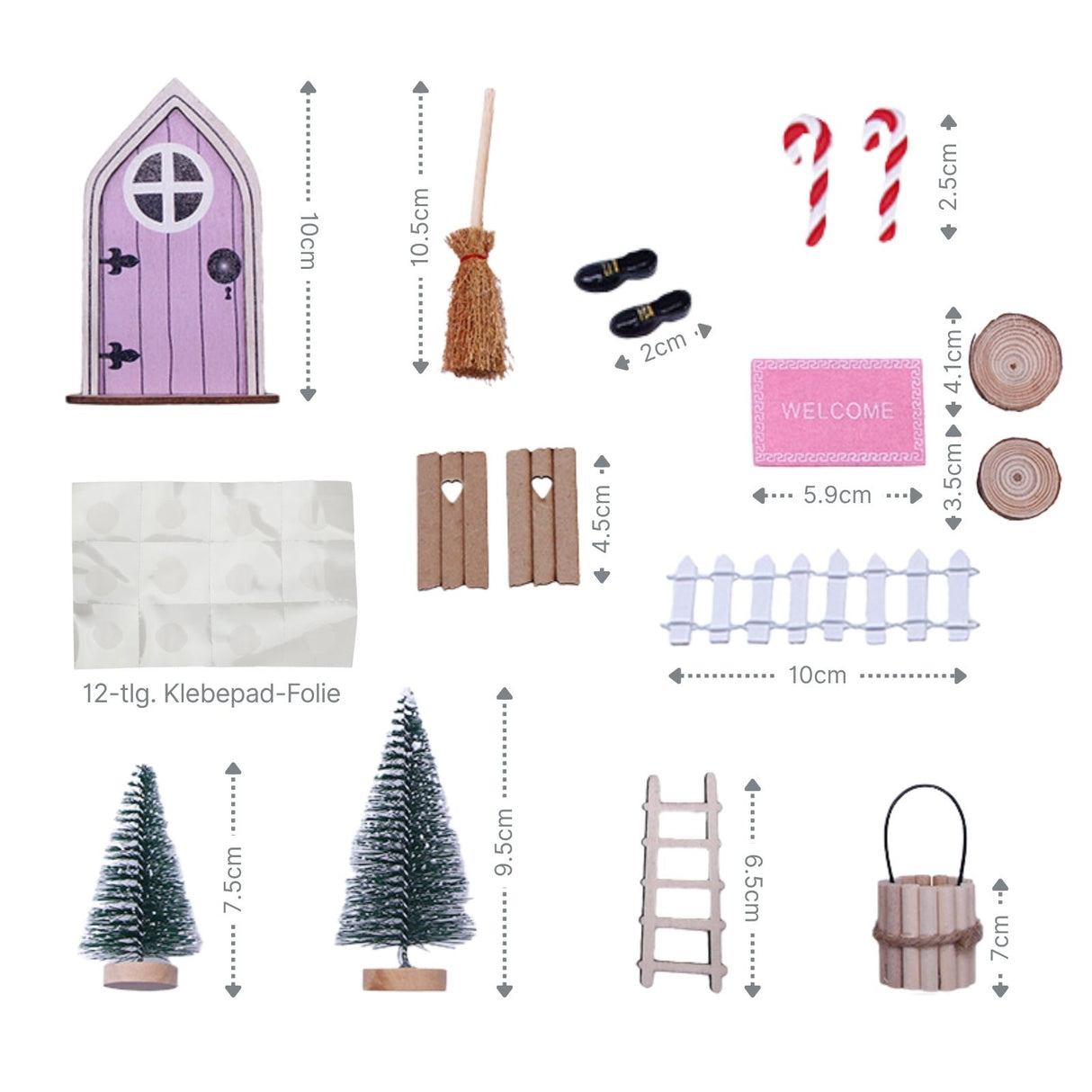 17-tlg. Wichteltür-Set Weihnachtsdeko Miniaturwelt Elfentür-Zubehör
