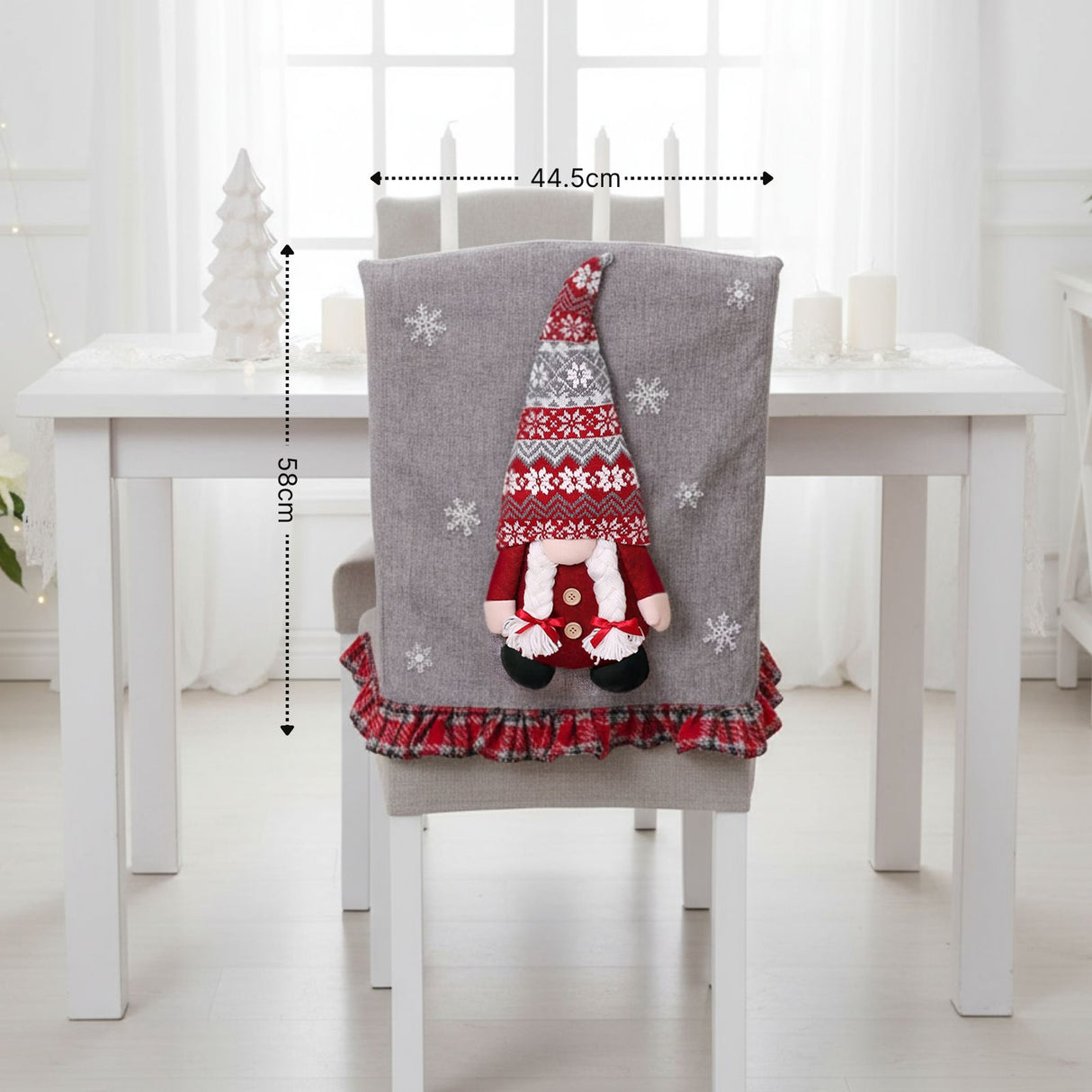 Weihnachts-Stuhldeko Stuhlhusse mit Wichtel Stuhlbezug Stuhlüberzug