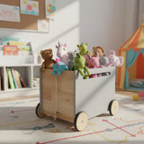 Spielzeugkiste auf Rollen Bücherkiste Spielzeugwagen Holz-Rollbox