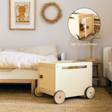 Spielzeugkiste auf Rollen Holz-Rollbox Spielzeugwagen Bücherkiste