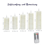 5er-Set LED Echtwachskerze mit Lichterkette Elektronische Stabkerze