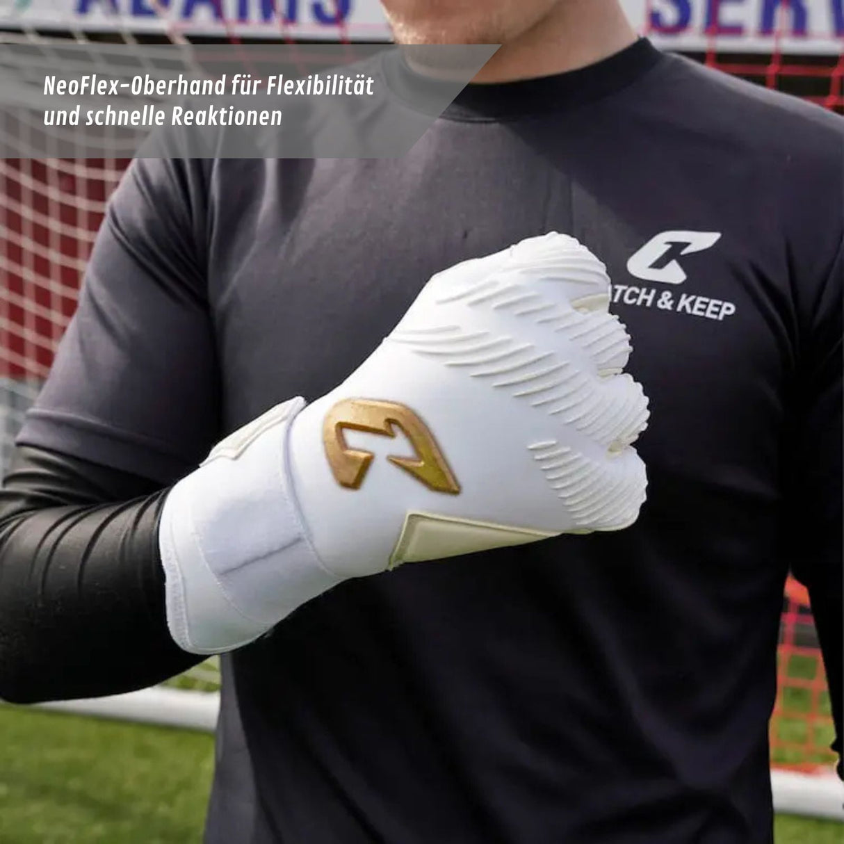 Fussballhandschuhe Invictus White Gold Gr. 9 Torwart Goalie Handschuhe