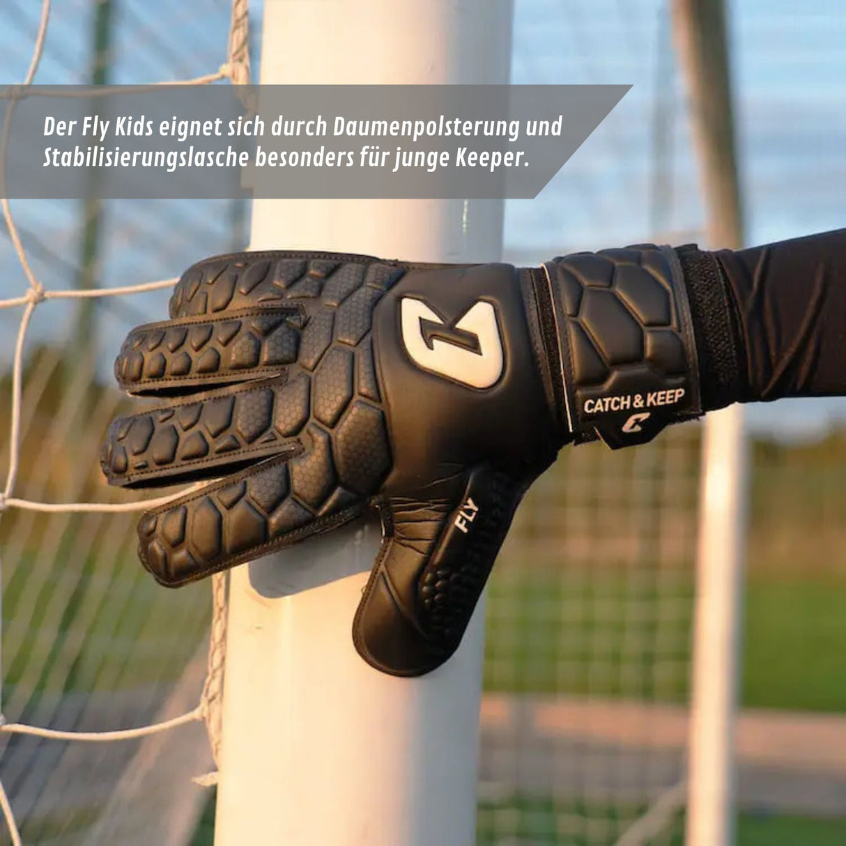 Fussballhandschuhe Fly Kids Dark Soul Gr. 3 Torwart Goalie Handschuhe