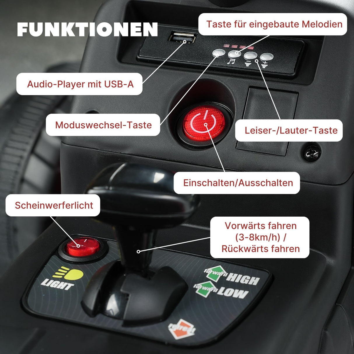Elektro-Traktor für Kinder Kinderfahrzeug Elektroauto mit Anhänger