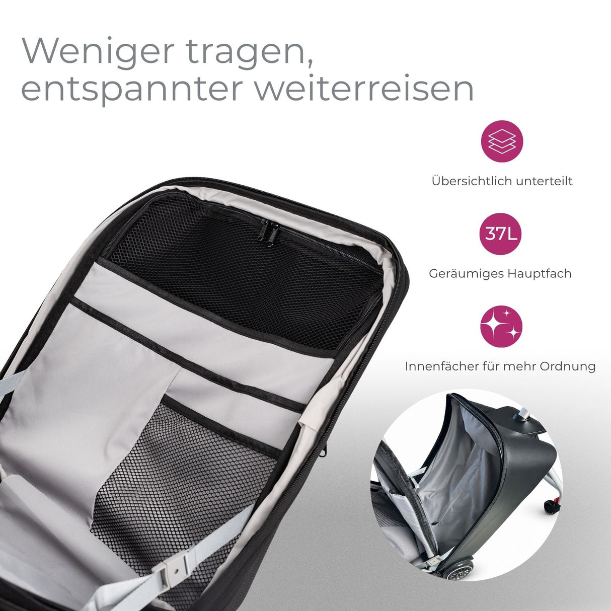 2in1 Kinderwagenkoffer Handgepäck Buggy Trolley Hartschalenkoffer
