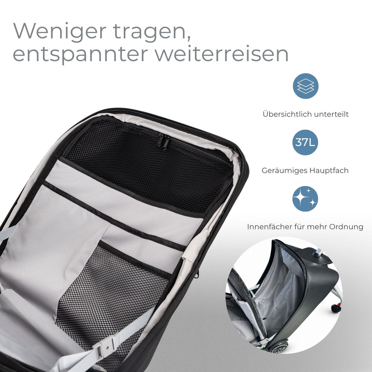 2in1 Kinderwagenkoffer Handgepäck Hartschalenkoffer Buggy Trolley
