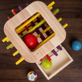3in1 Motorikspielzeug Holzstab-Turm Farbsortierspiel Stäbchenziehspiel