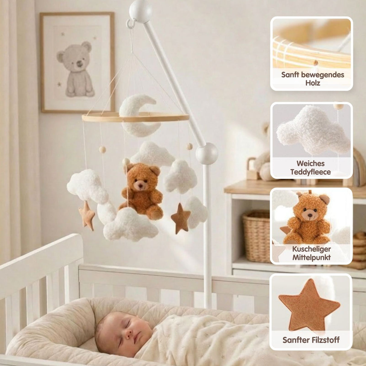 Mobile mit Halterung Teddybär Babymobile mit Mobilearm