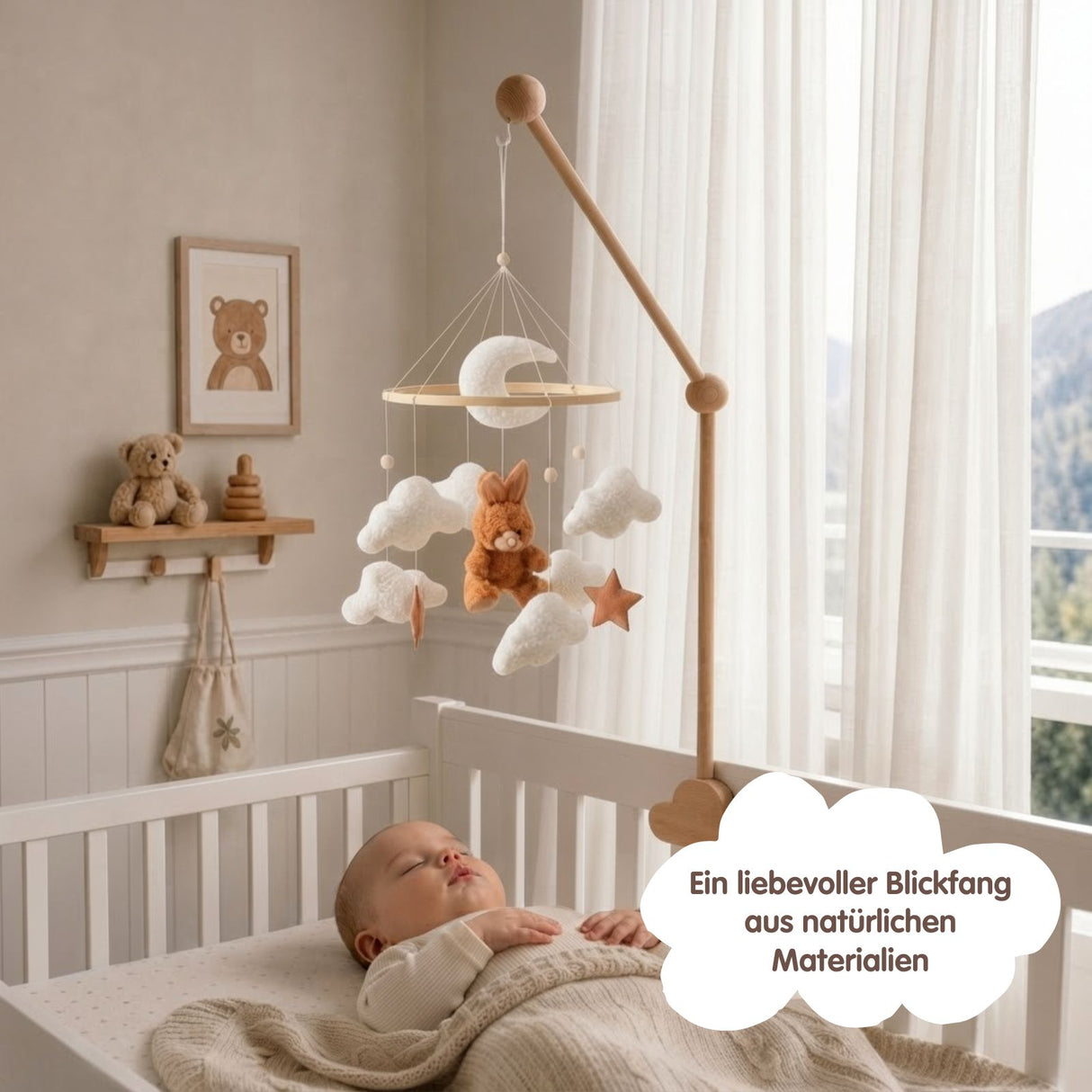 Mobile mit Halterung Hase Braun Babymobile mit Glockenhalter