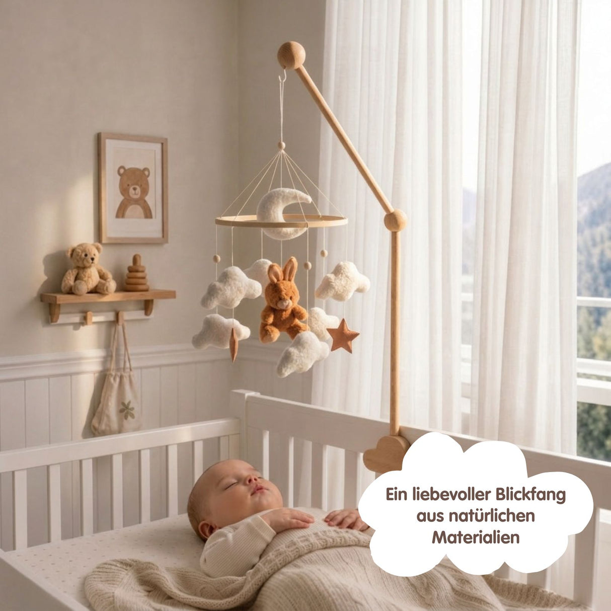 Mobile mit Halterung Hase Braun Babymobile mit Glockenhalter