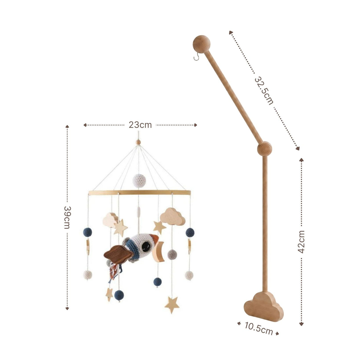 Mobile mit Halterung Rakete Babymobile mit Glockenhalter