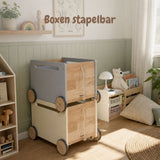 2er-Set Holz-Spielzeugkiste auf Rollen Bücherkiste Spielzeugtruhe