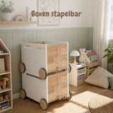 2er-Set Holz-Spielzeugkiste auf Rollen Spielzeugtruhe Bücherkiste