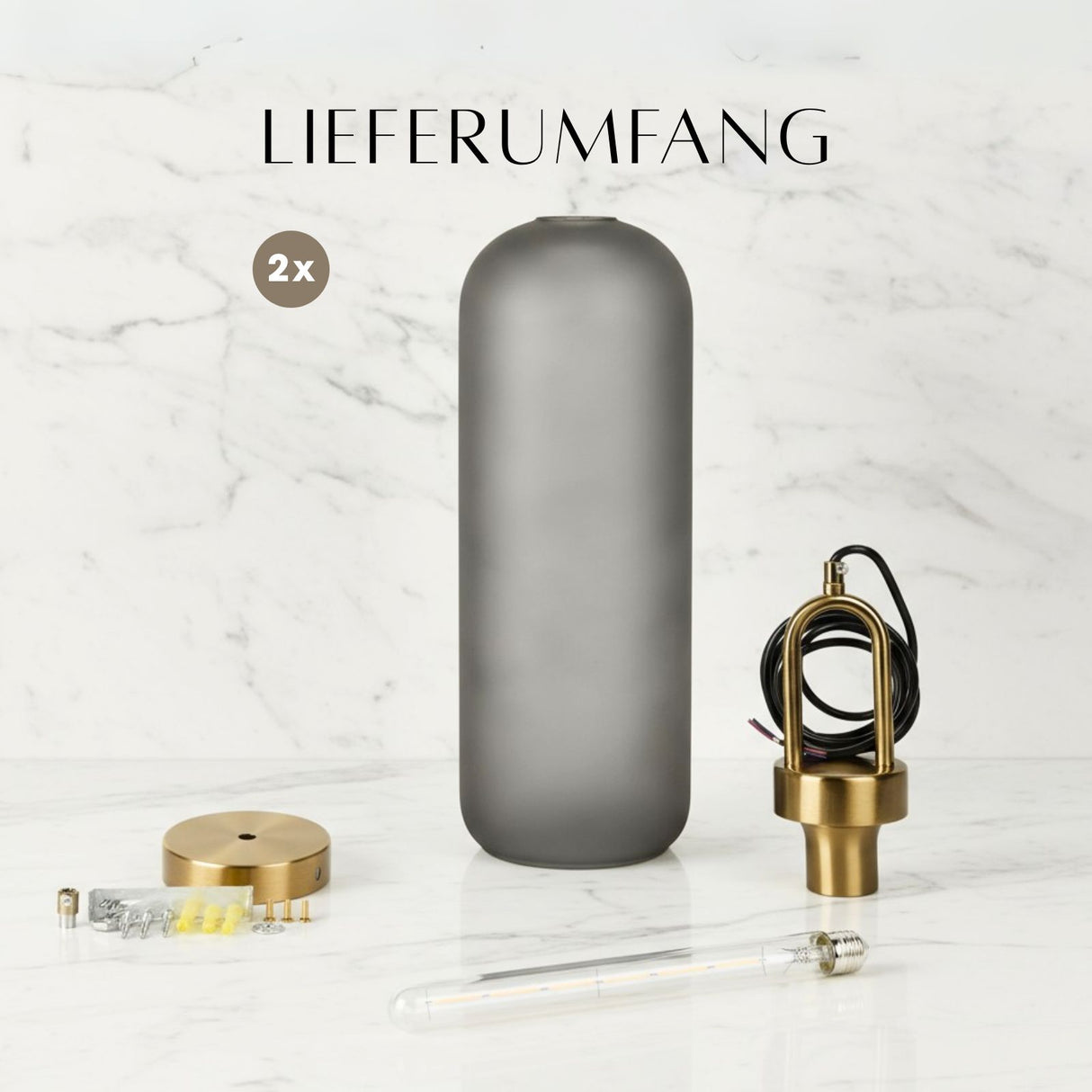 2er-Set Milchglas-Pendelleuchte Hängelampe Deckenleuchte Pendellampe